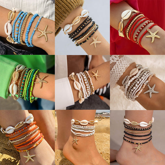 Bohemian Vacation Style Shell Beaded Weave Beach Bracelets