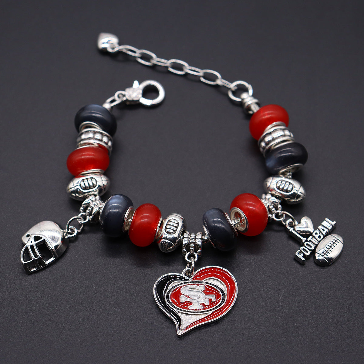 Team Snake Chain Beaded Football Basketball Bracelets