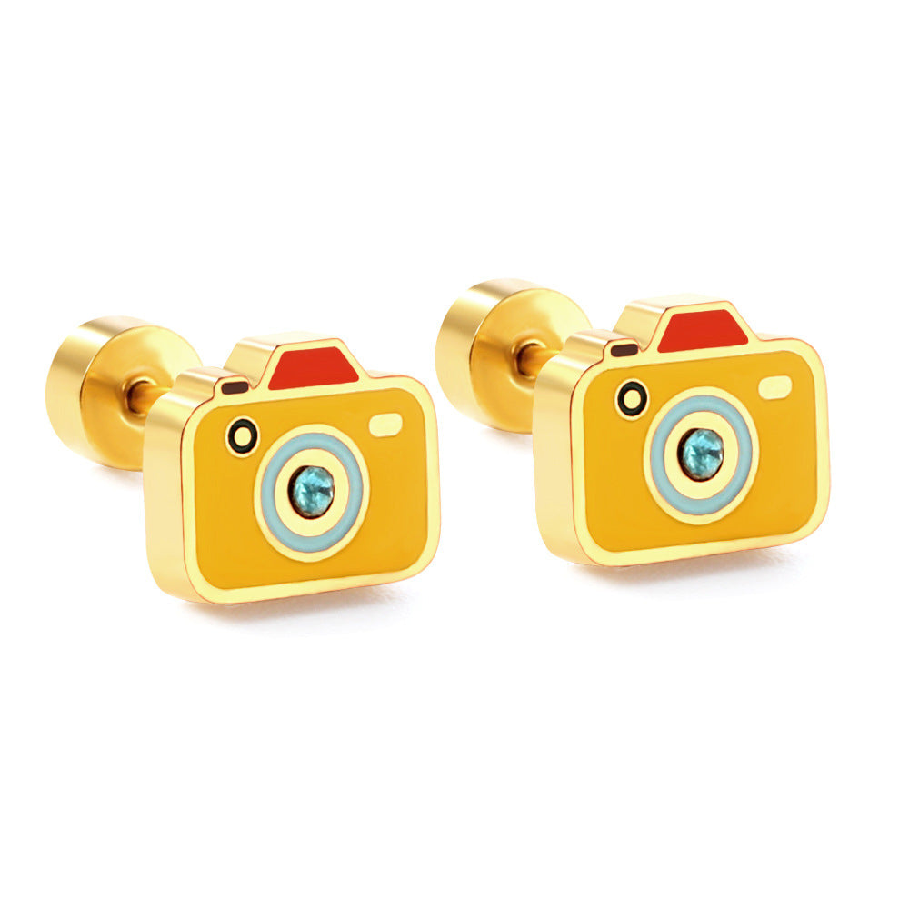 Colorful Yellow Duck Creative Personality Electroplated Earrings