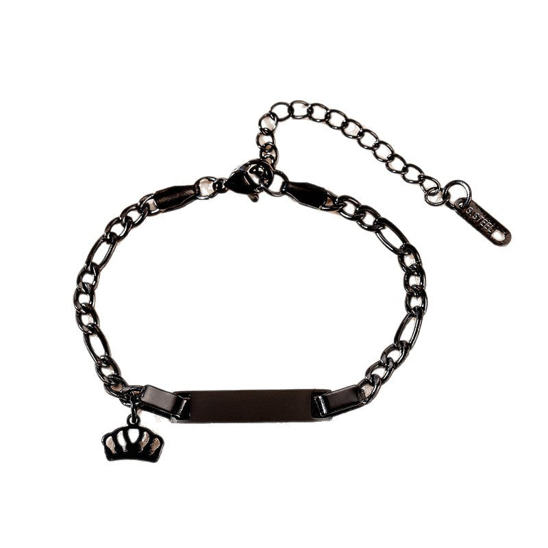 Children's Laser Engraving Electroplating Stainless Steel Cuban Bracelet