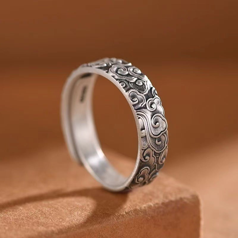 Women's & Men's Thai Sier Opening Adjustable Chinese Style Rings