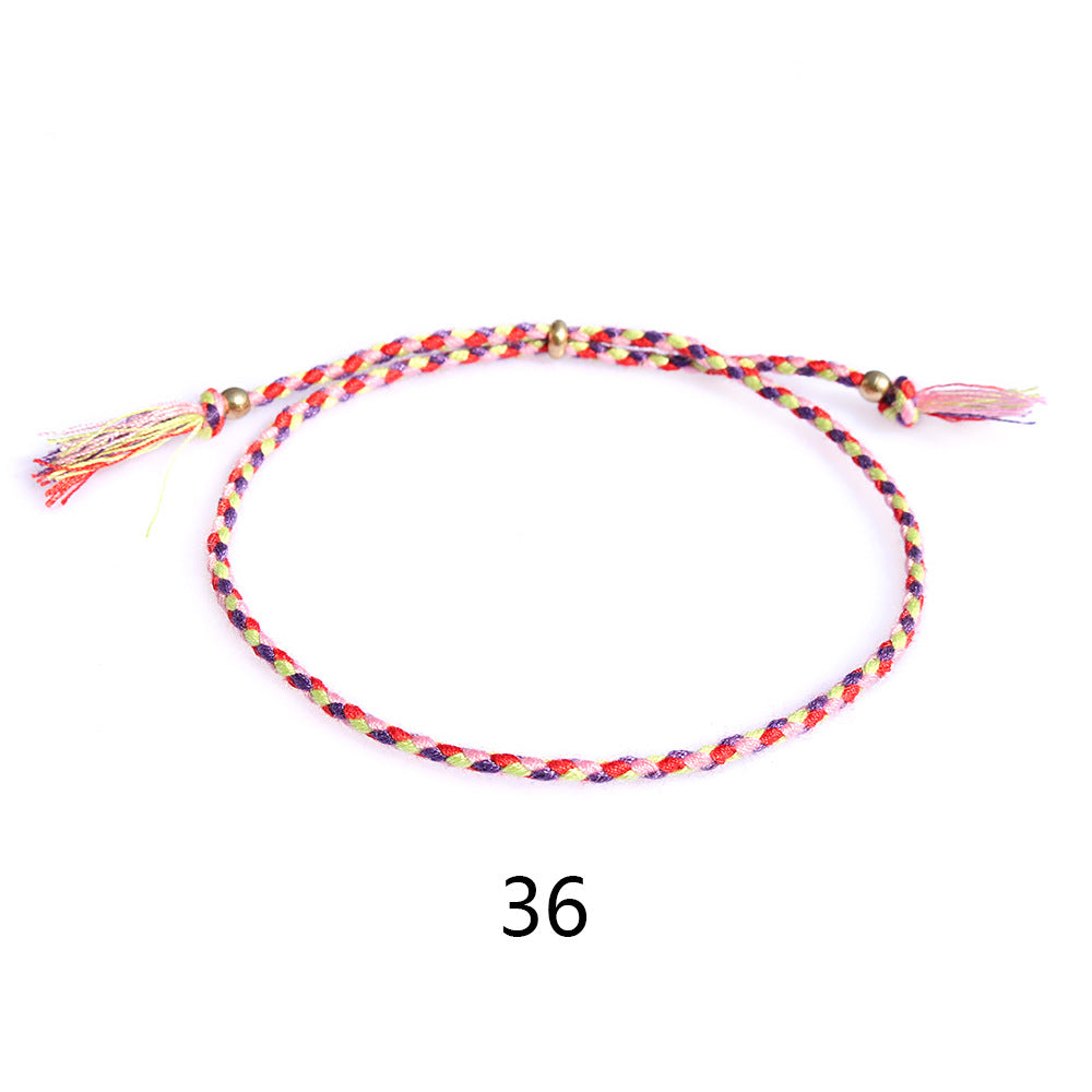 Women's & Men's Colorful Cotton String Friendship Copper Bead Bracelets