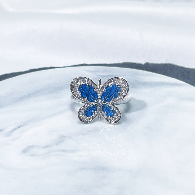 Female Niche Irregular Blue Series Simple Refined Stylish Versatile Rings