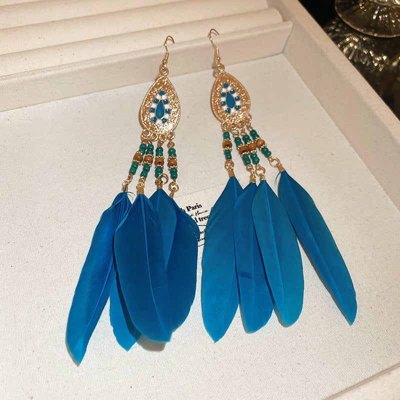 Women's Geometric Drop Oil Leaf Feather Ear Hook Earrings