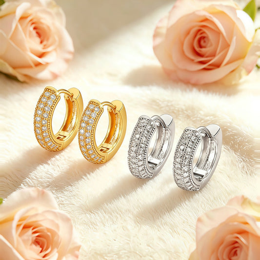 Unique Small Inlaid Zircon Stylish Simple Versatile Light Luxury Everyday Earrings