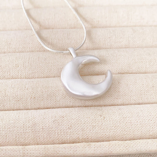 Brushed Moon Female Shaped Crescent Opening Necklaces