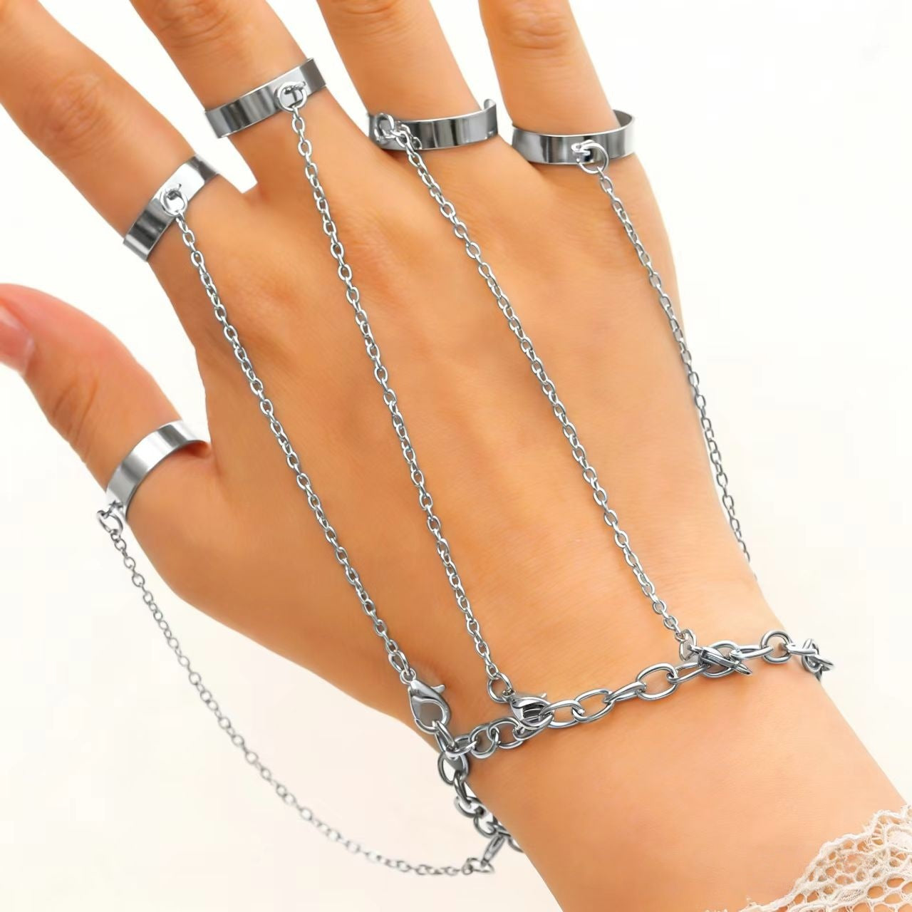 Butterfly Love Pearl Finger Hip Hop Exaggerated Bracelets