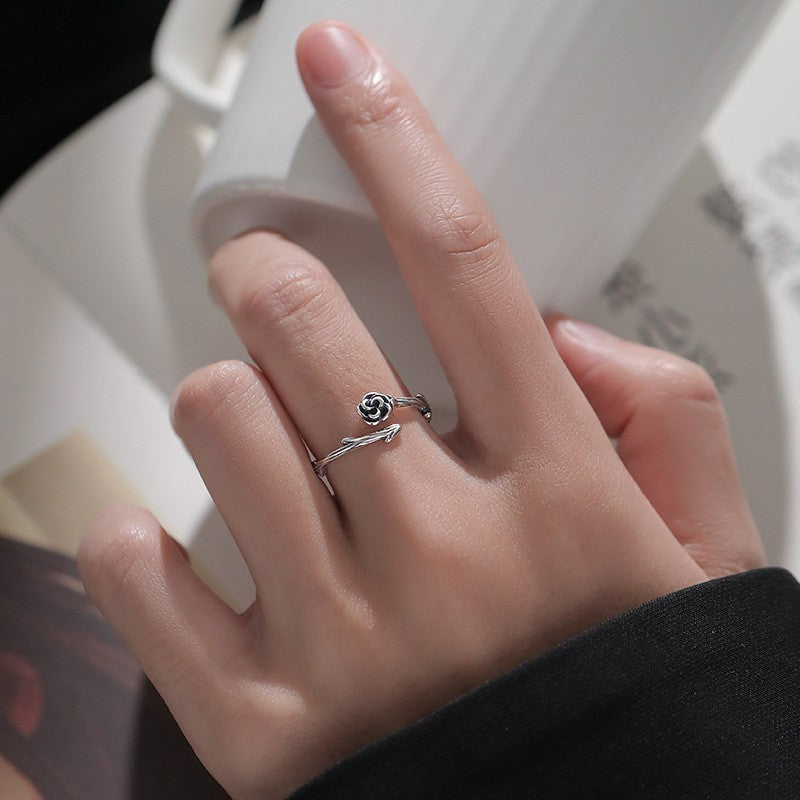 Dignified Geometric Lines Winding Sier Opening Rings