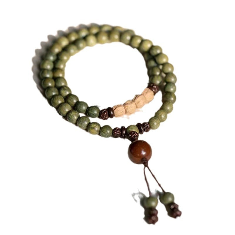 Women's & Men's Circle Green Sandalwood Passion Fruit Seed Forest Chinese Bracelets