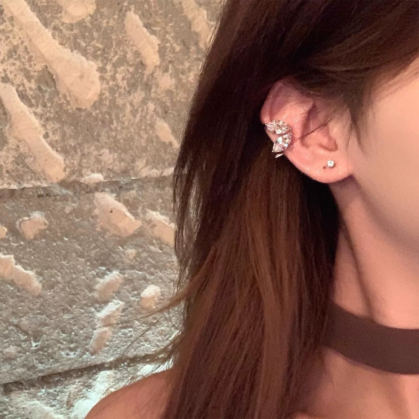 Elegant Water Drops High-grade Angel Wings Ear Clip