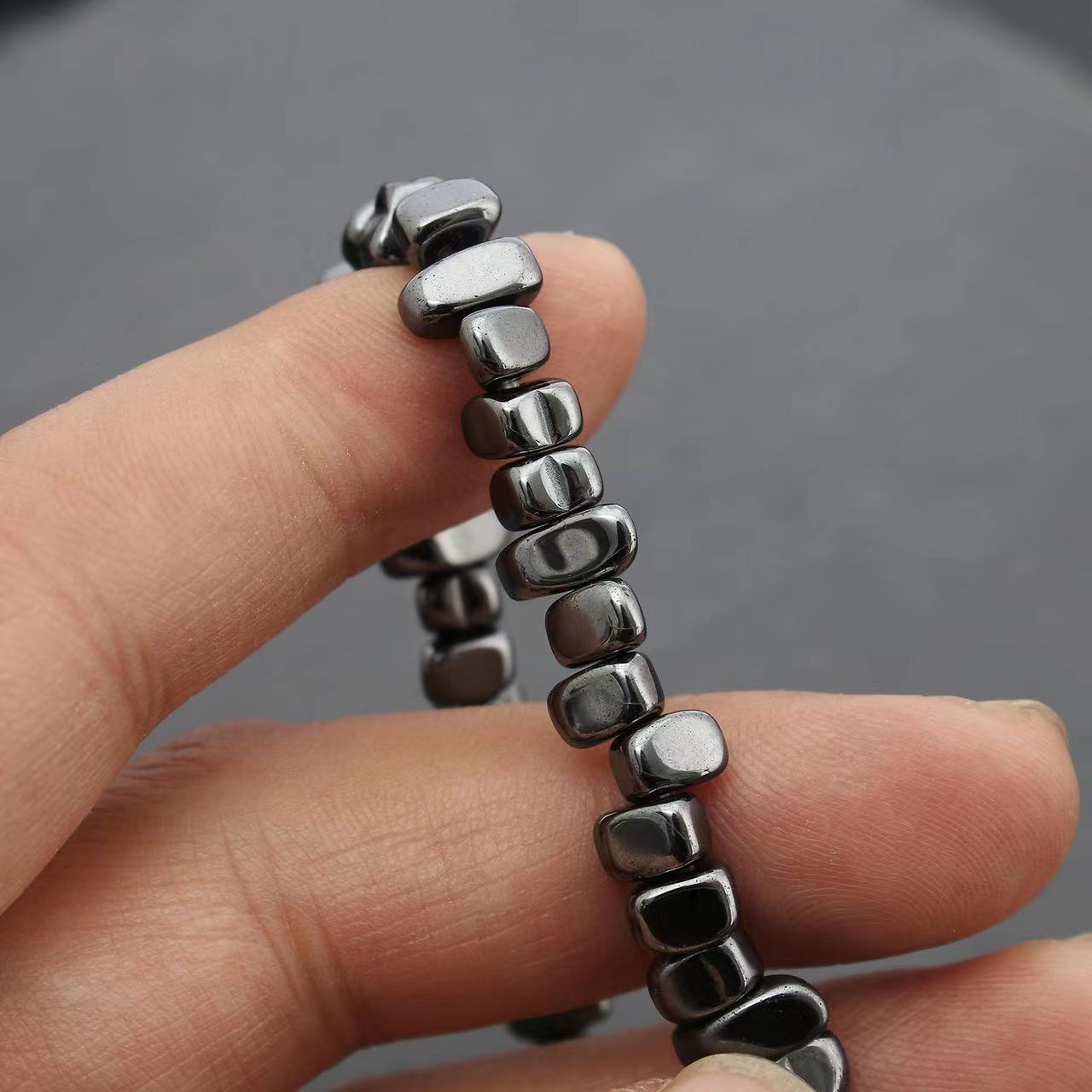 Men's Hand-woven Adjustable Irregular Haematite Beaded Ornament Bracelets