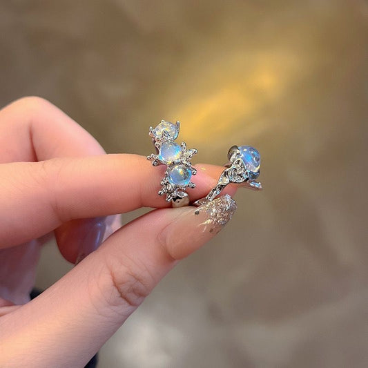 Elegant Ya Moonstone Design Opening Adjustable Rings