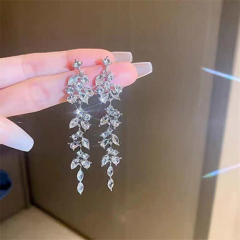 Light Luxury High-grade Sier Pearl Temperament With Perfect Tassel Earrings