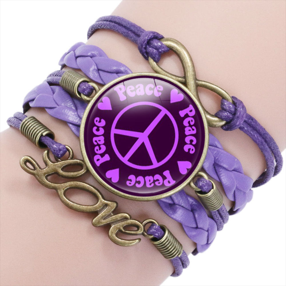 Women's & Men's Ornament Peace Label Signs Woven Combination Bracelets