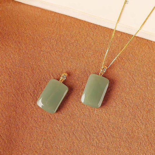 Women's White Square Lucky Titanium Steel Affordable Luxury Style High-grade Pendants