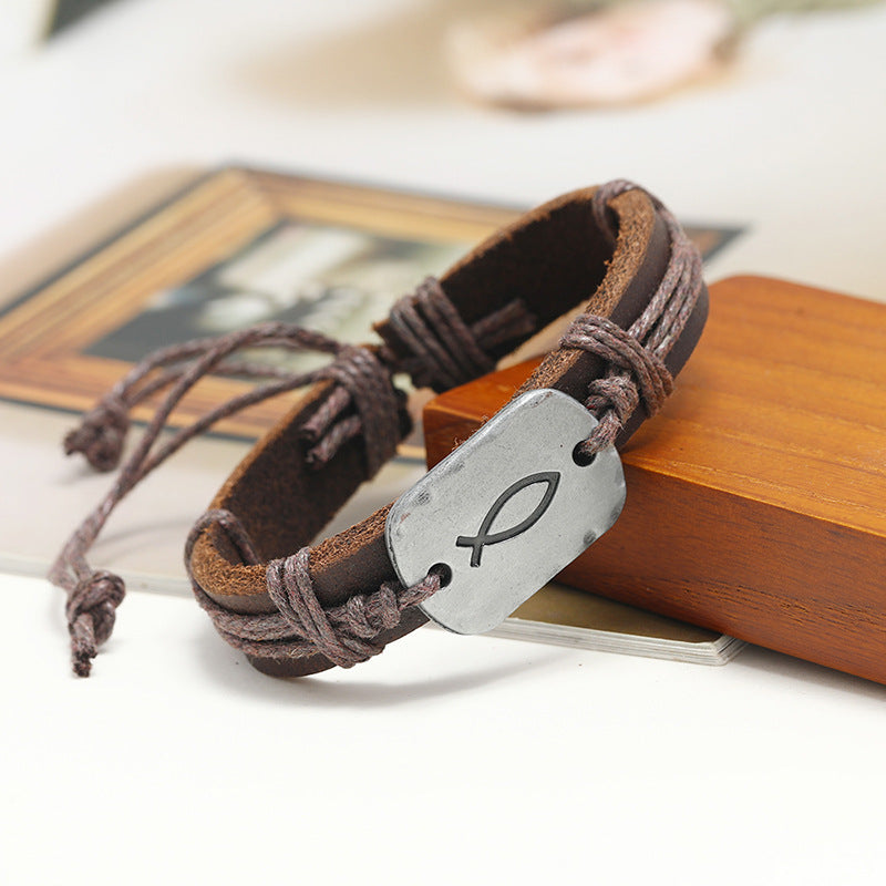 Accessories Vintage Weave Cattle Leather Simple Adjustable Bracelets