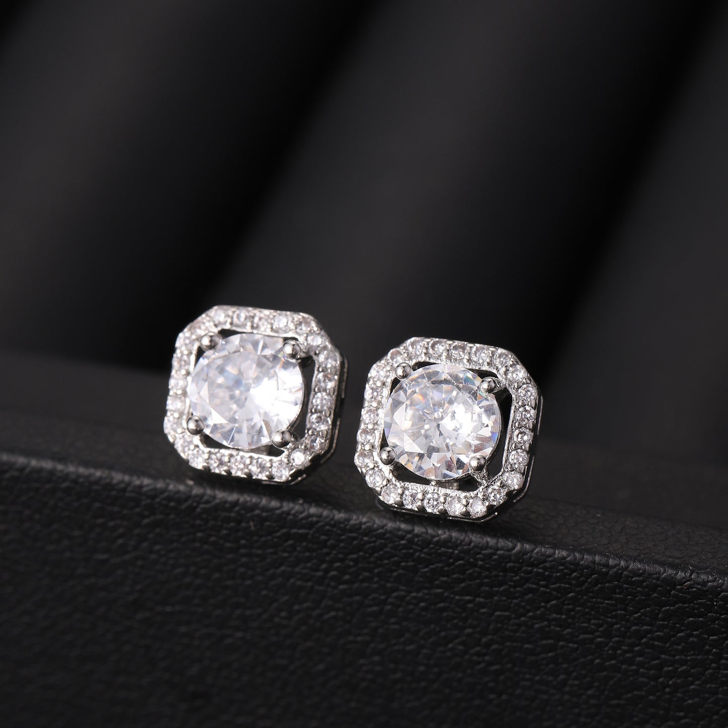 Women's Ornament Live Broadcast Fashion Zircon Square Earrings