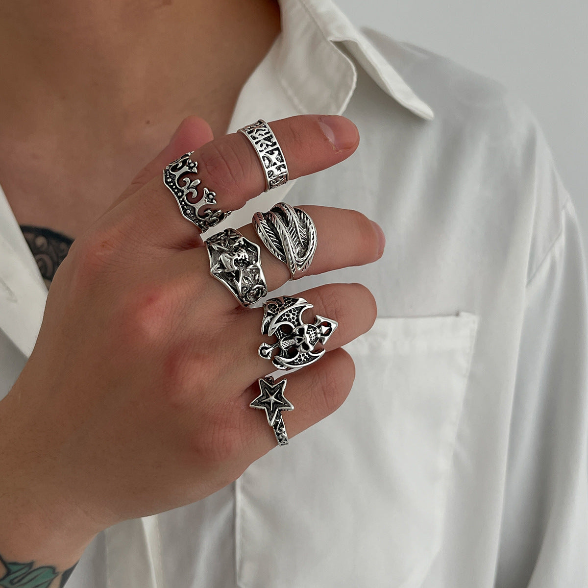 Sweet Cool Dark Ghost Snake Suit Niche Halloween Ring