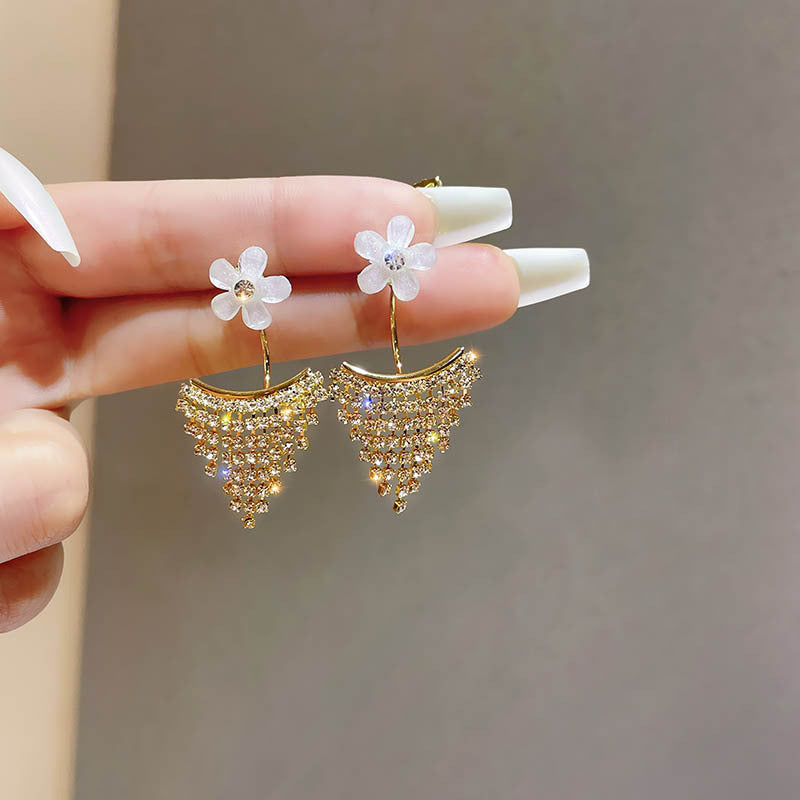 Women's Sier Needle Light Luxury Tassel Banquet Earrings