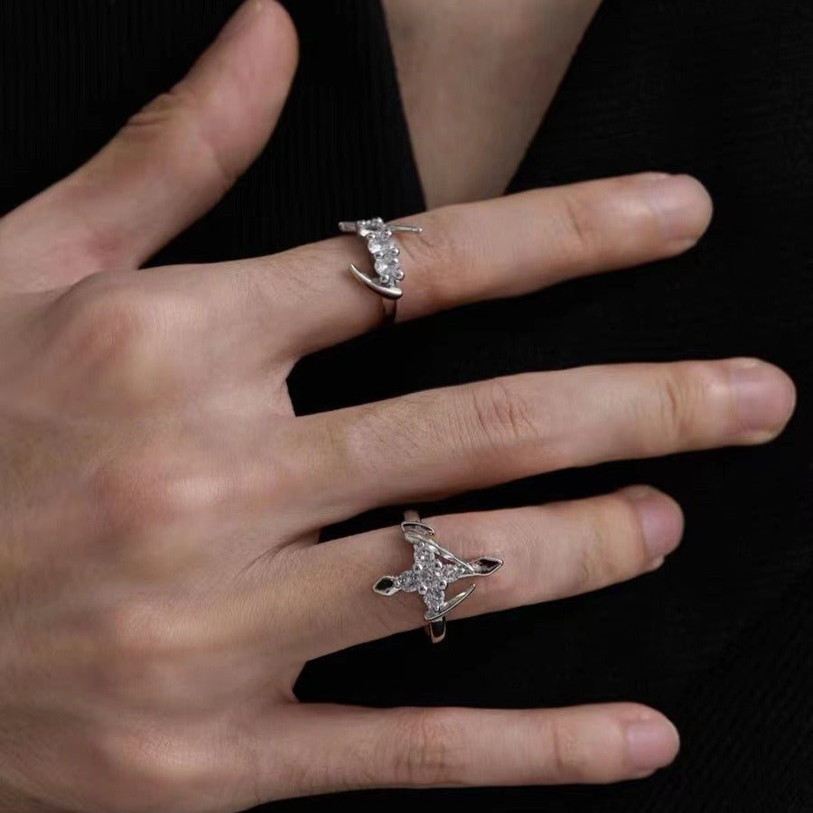 Women's & Men's Cross Irregular Geometric Niche Design High Sense Rings