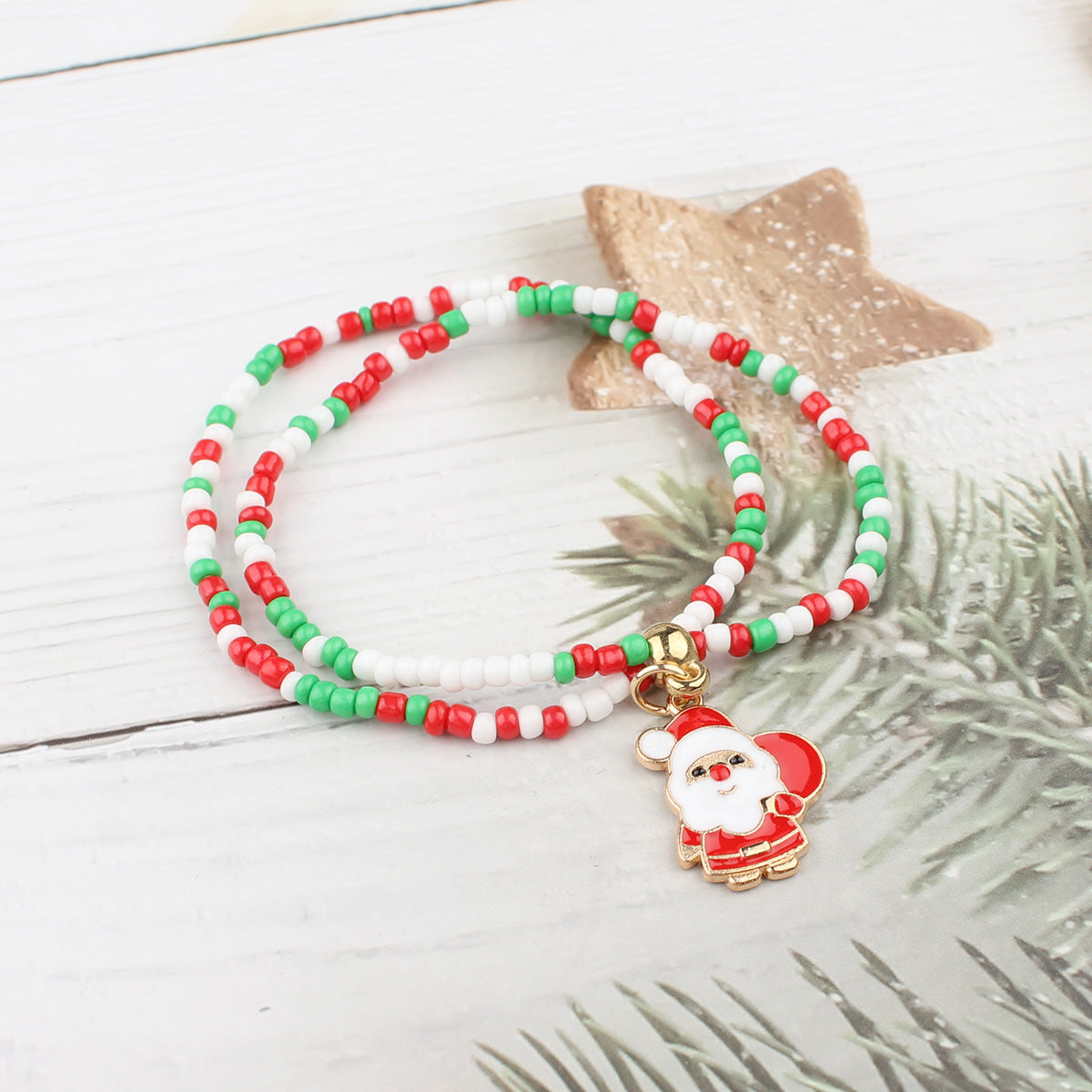 Creative Christmas Holiday Santa Claus Bell Beads Stringed Bracelets