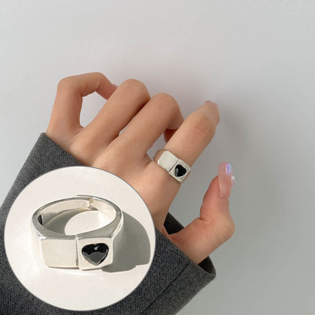 Women's Black Geometric Fashionable Elegant Roman Digital Rings