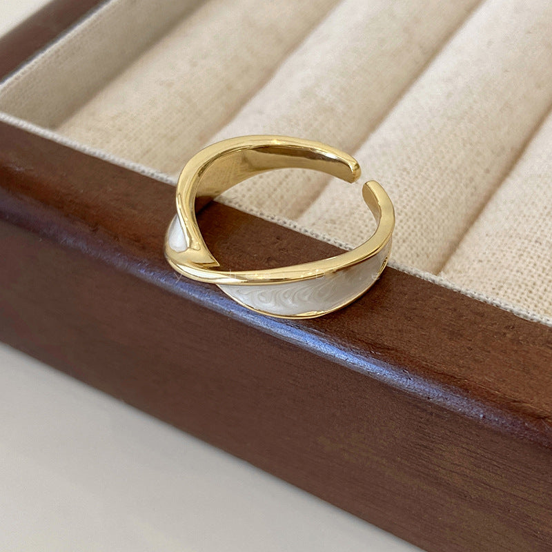 Glazed Female Design Open Fashion Light Luxury Personalized Rings