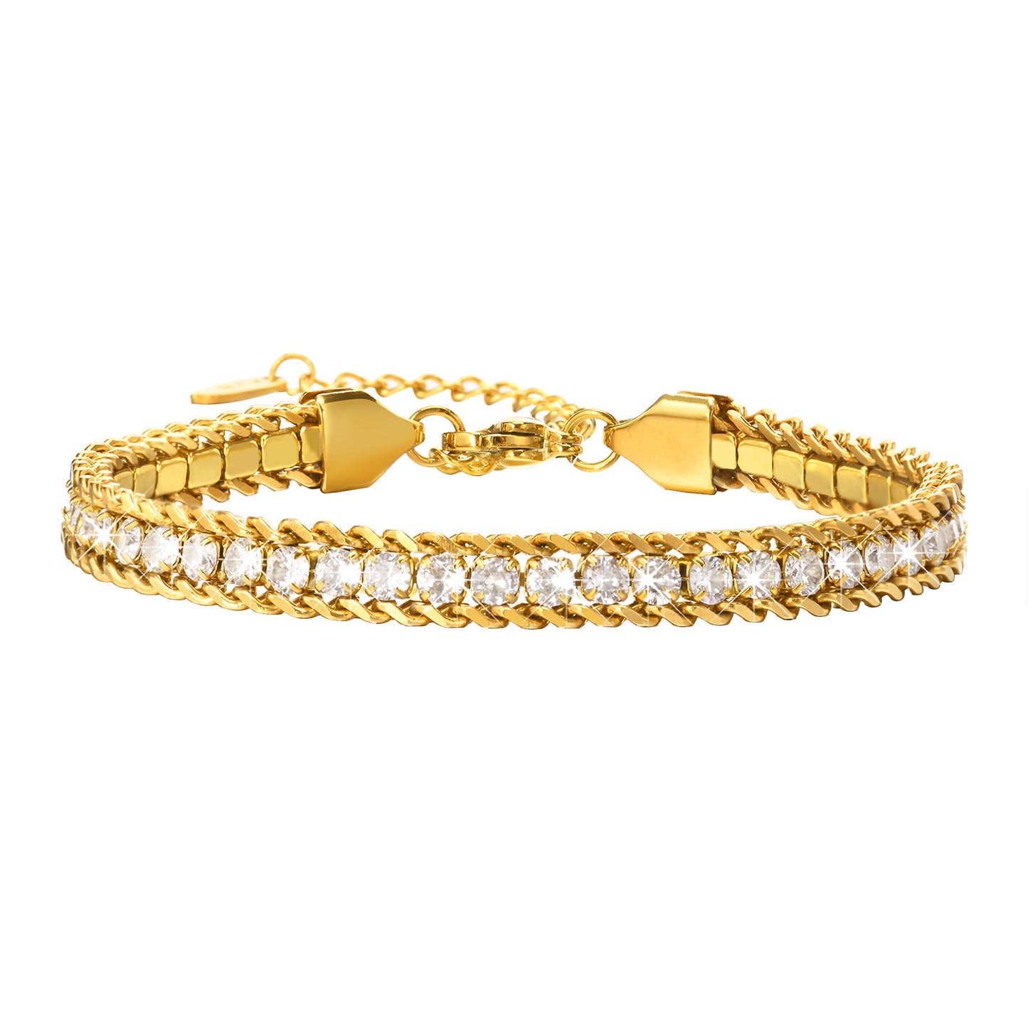 Stainless Steel Chain Zircon Female Gold Bracelets