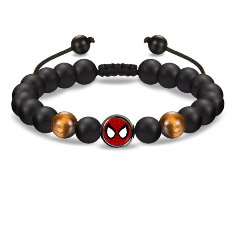 Men's Black Silk Frosted Woven Football Fashion Tigereye Bracelets