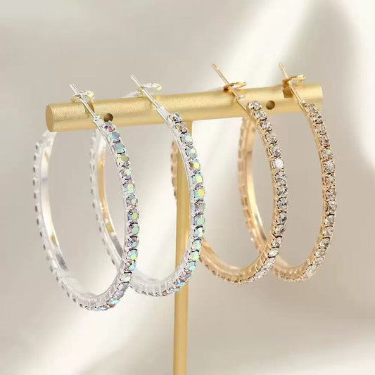Women's Diamond Fashion Simple Elegant Korean Wear Super Shiny Temperament Personality Earrings