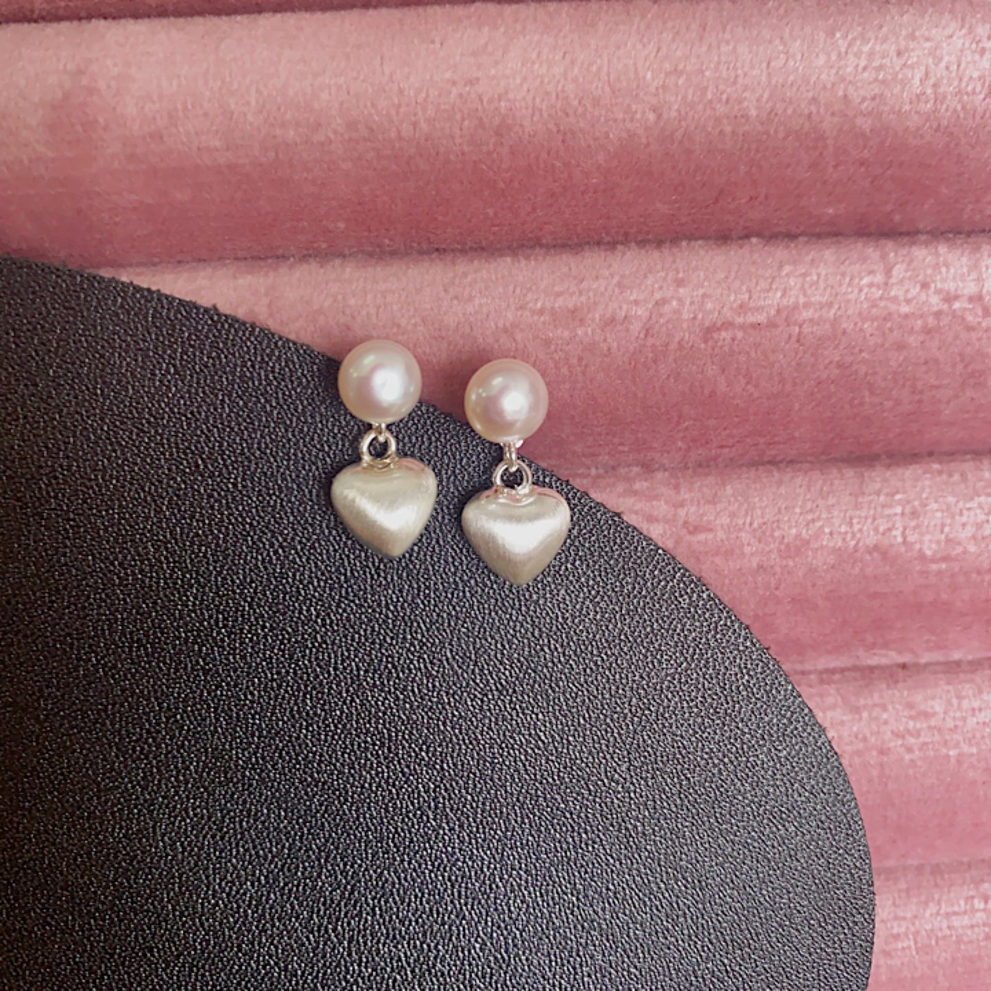 Brushed Love Freshwater Pearl Ear Design Earrings