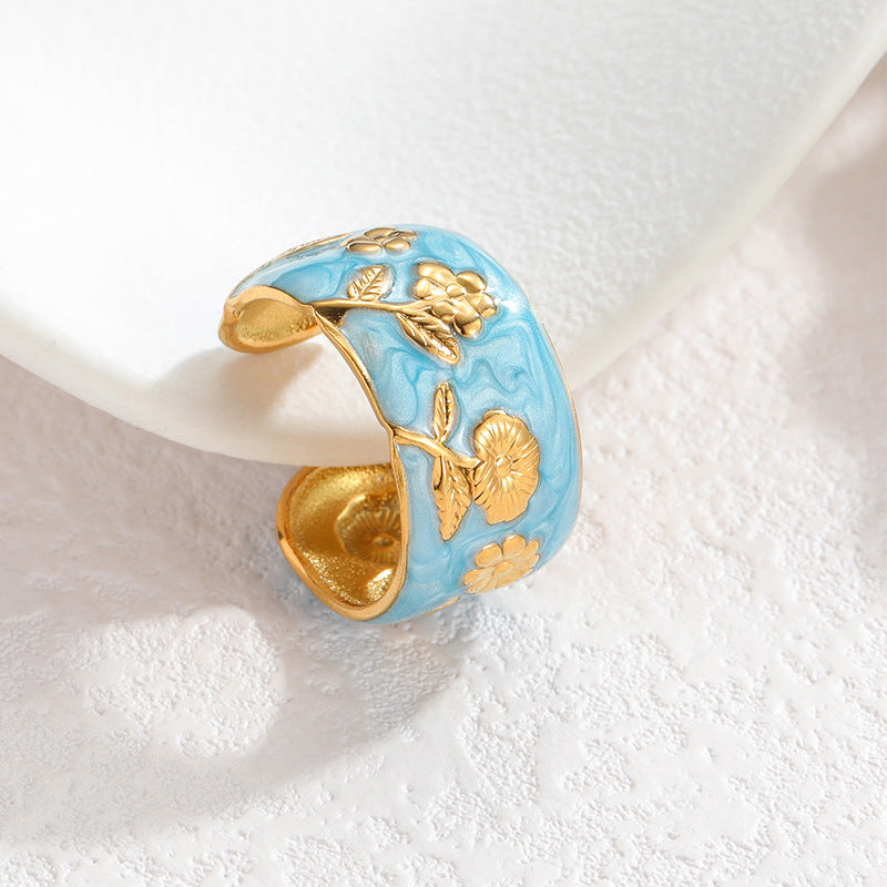 Geometric Irregular Lines Drip Open Fashion Titanium Rings