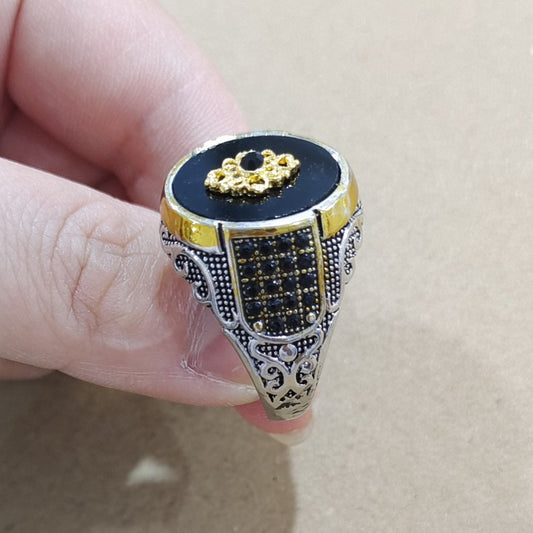 Men's Ornament Geometric Ellipse Black Acrylic Personality Rings