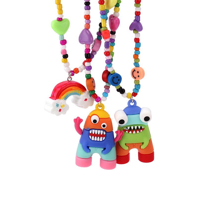 Hip Hop Dice Smiley Face Clavicle Chain Necklaces