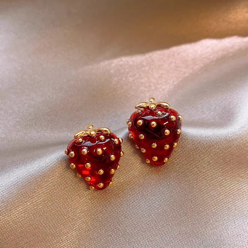 Women's Sier Needle Red Retro Affordable Luxury High-grade Earrings