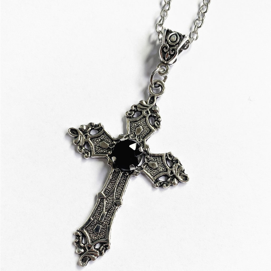 Cross Sier Tone Gothic Fashion Charm Declaration Gift Necklaces