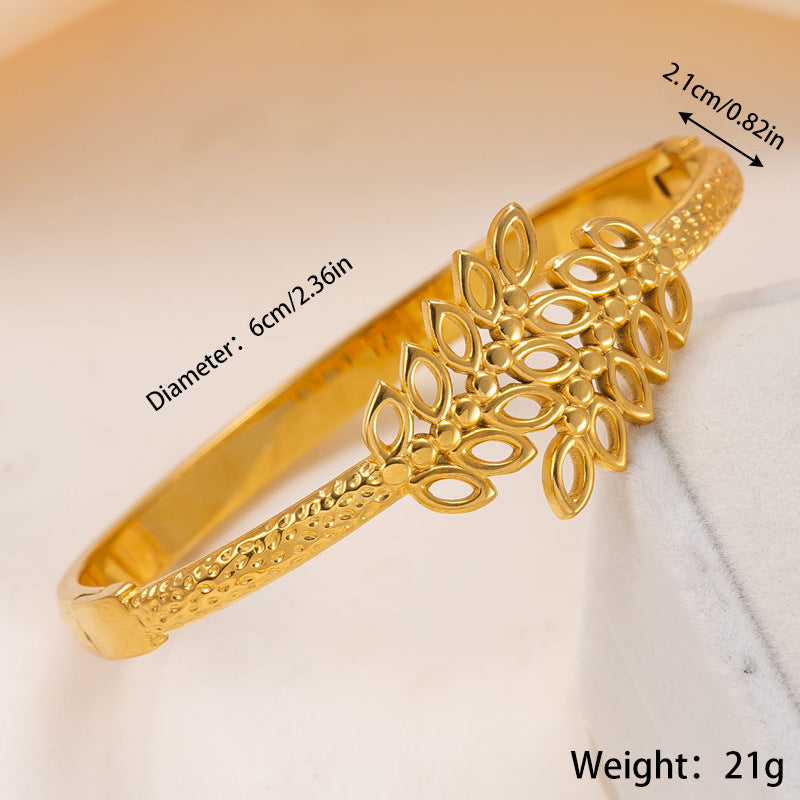 Titanium Steel Fashion Gold-plated Open Wheat Stainless Bracelets
