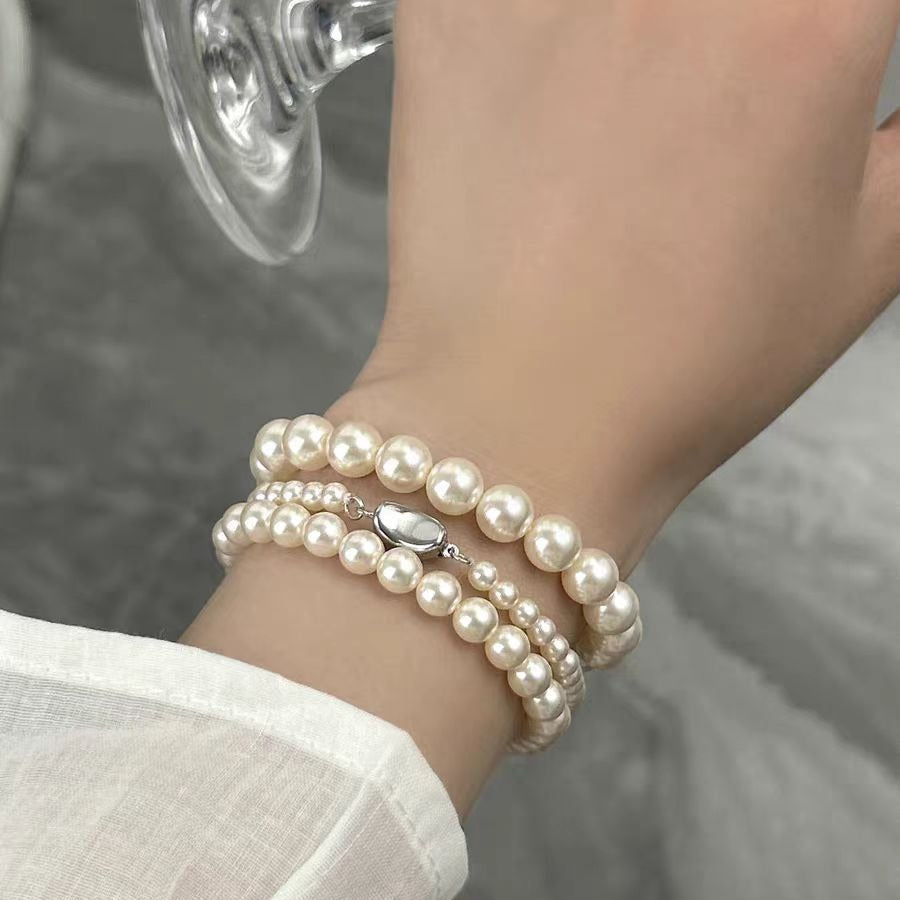 French Style Knot Pearl Female Bright Cream White Bracelets