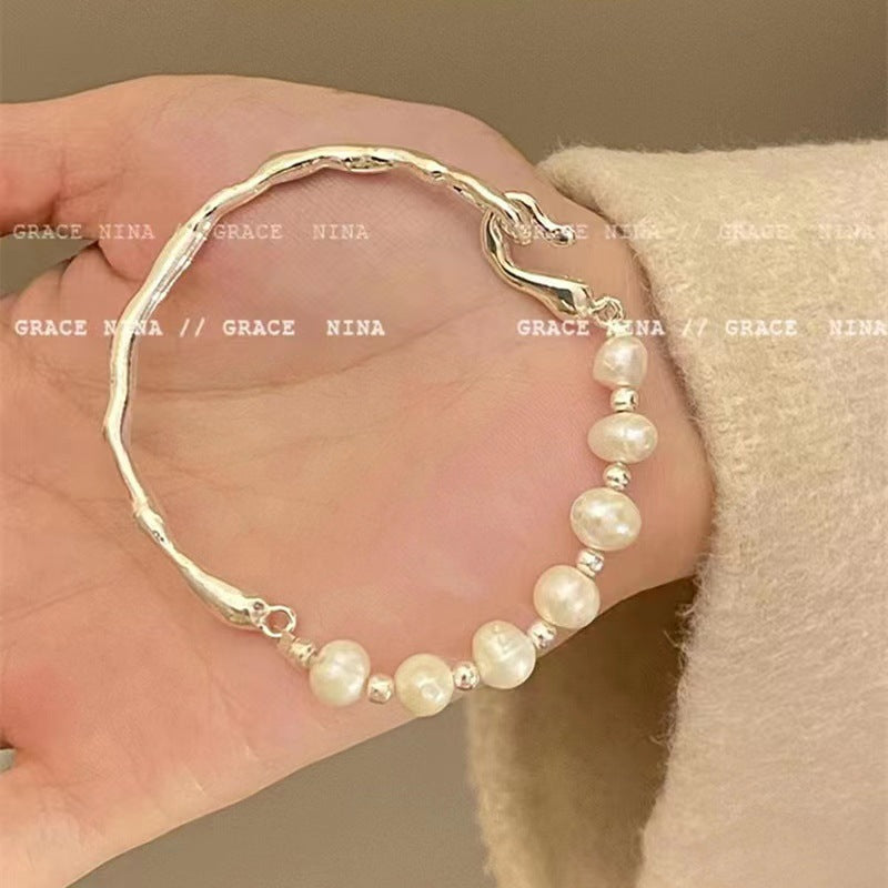 Women's Buckle Imitation Jade Crystal String Beads Flower Bracelets