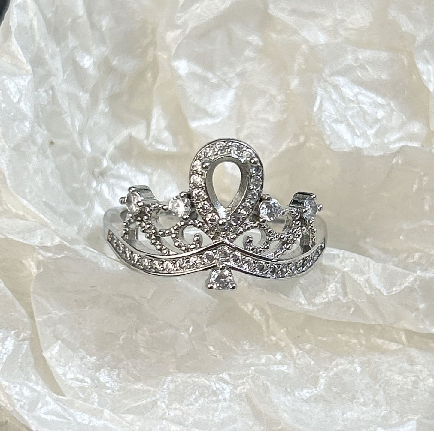 Setting Big Diamond Round Drip Love Open Mouth Inlaid Ring