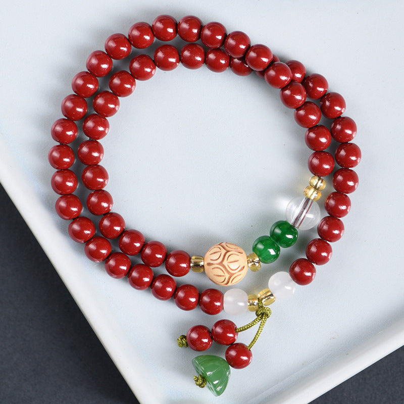 Women's Double Circle Buddha Beads Multi String Life Red Bracelets