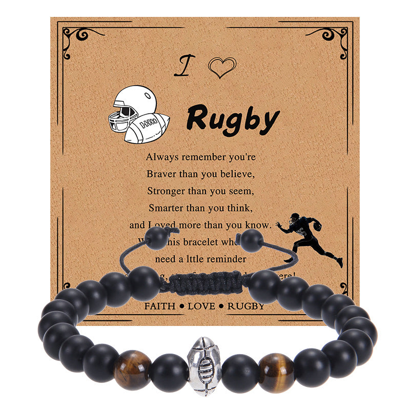 Beaded Black Frosted Football Tennis Basketball Bracelets