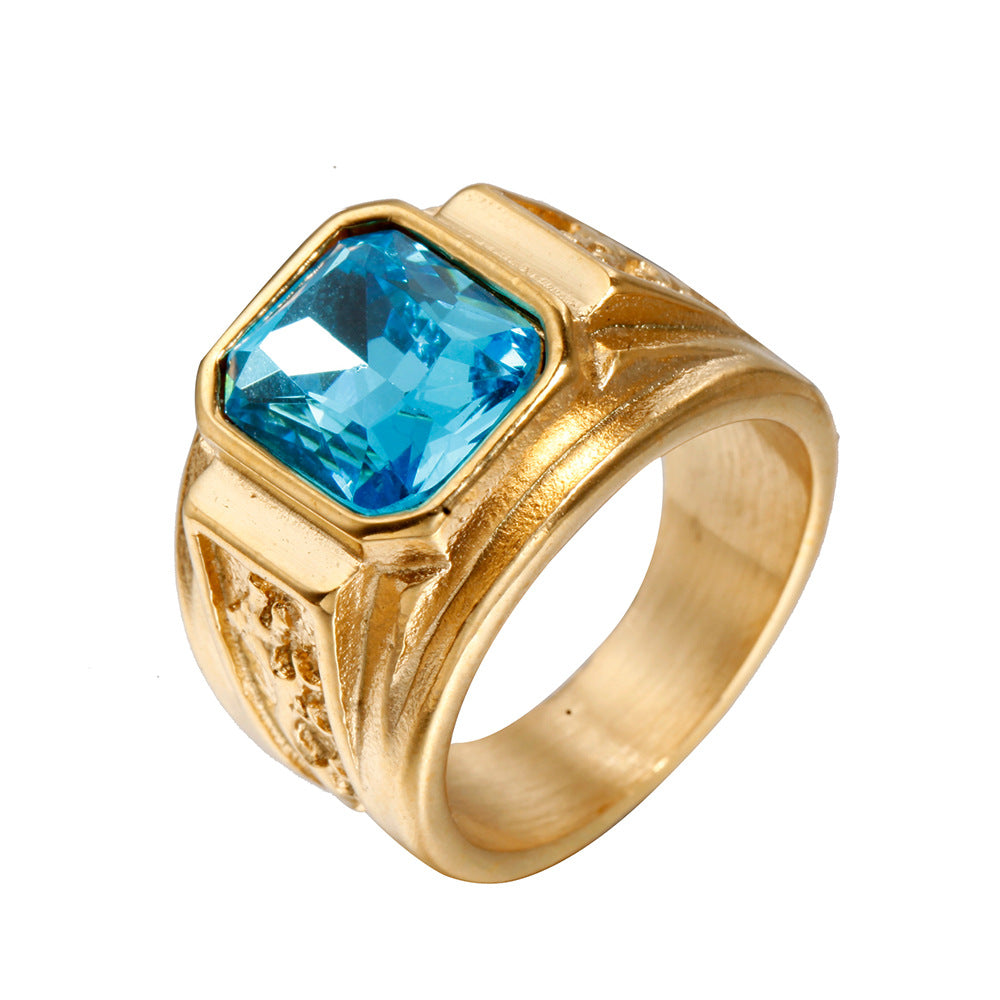 Men's Vintage Gem Dragon Titanium Steel Diamond Ring