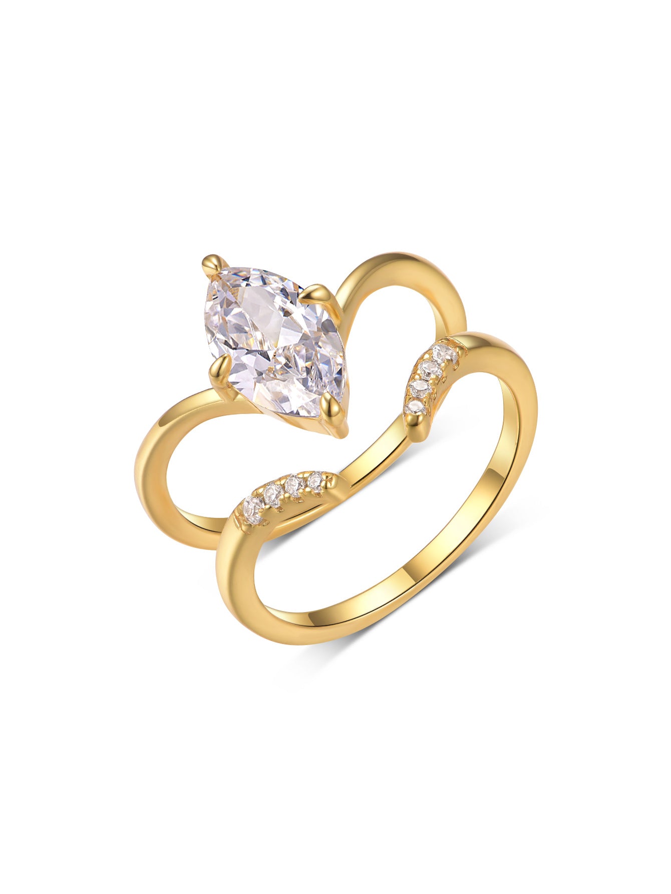 Inlaid Horse Eye Shape Moissanite Fashion Rings