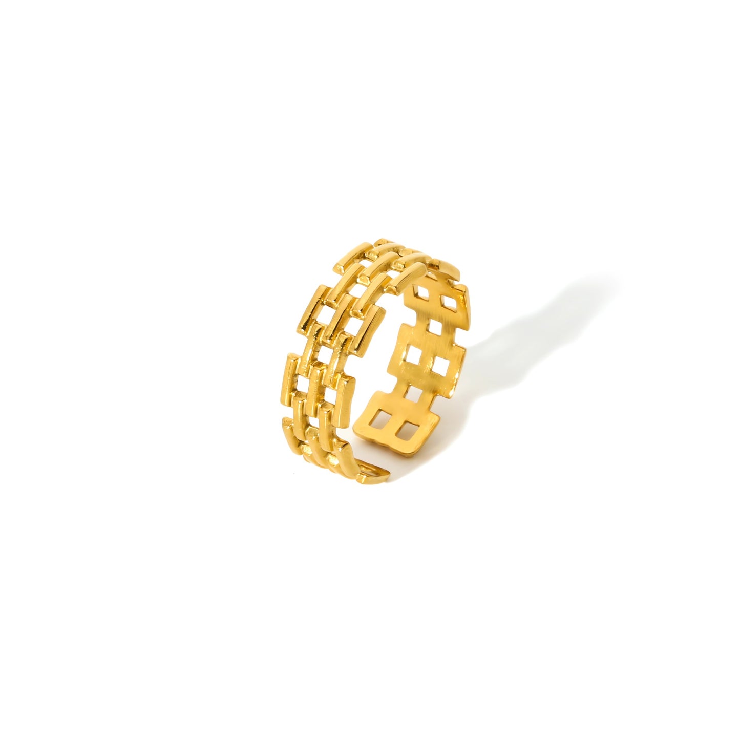 Luxury Titanium Steel Hollow Chain Gold-plated Rings