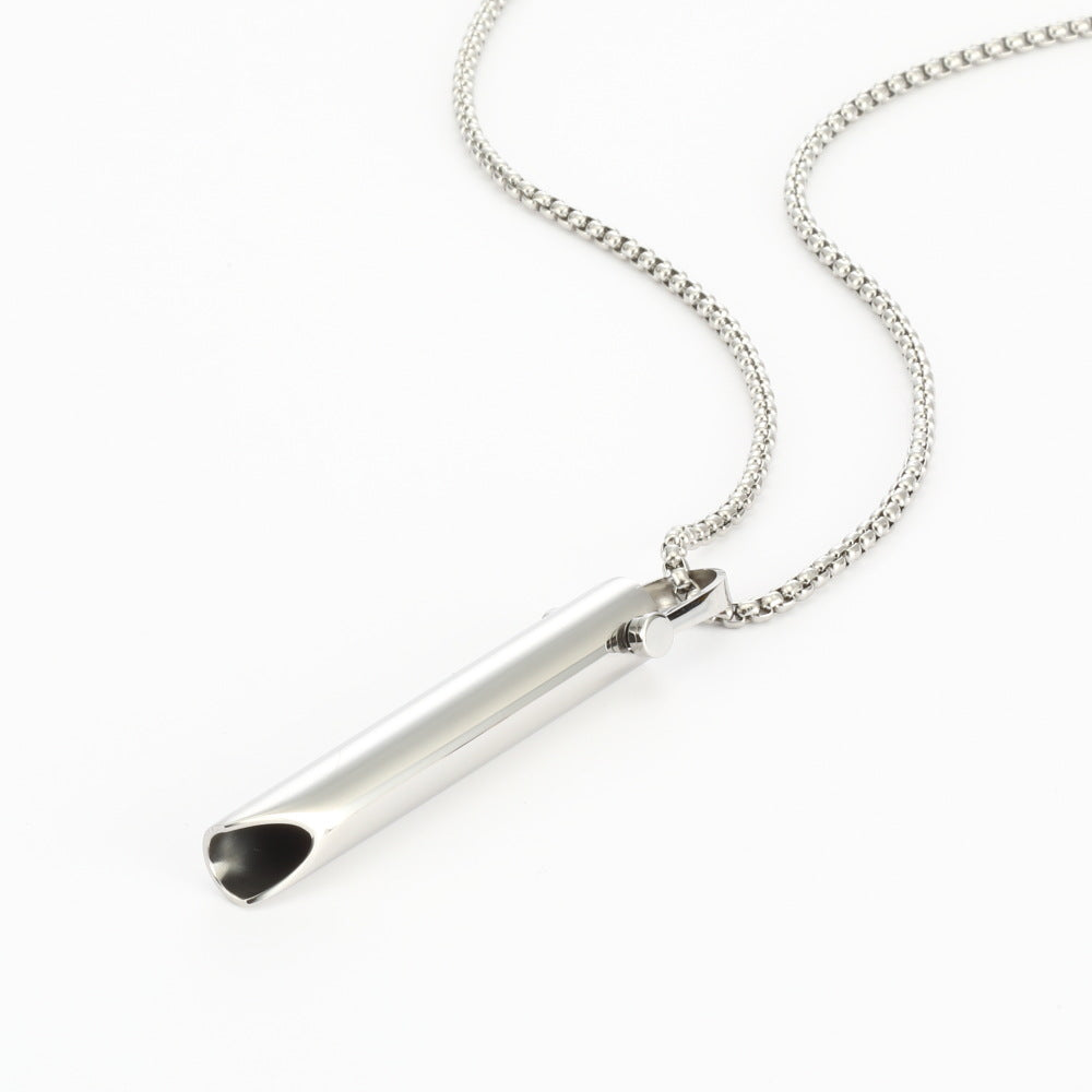 Steel Whistle Anxiety Relief Meditation Adjustable Necklaces