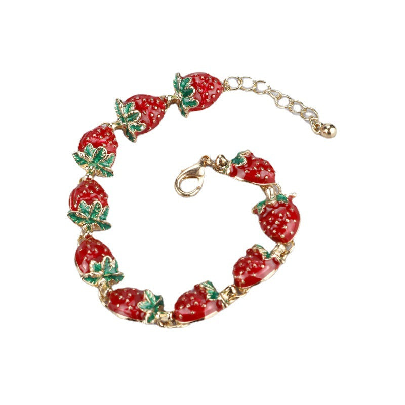 Summer Fresh Fruit Strawberry Sweet Dripping Oil Alloy Bracelets