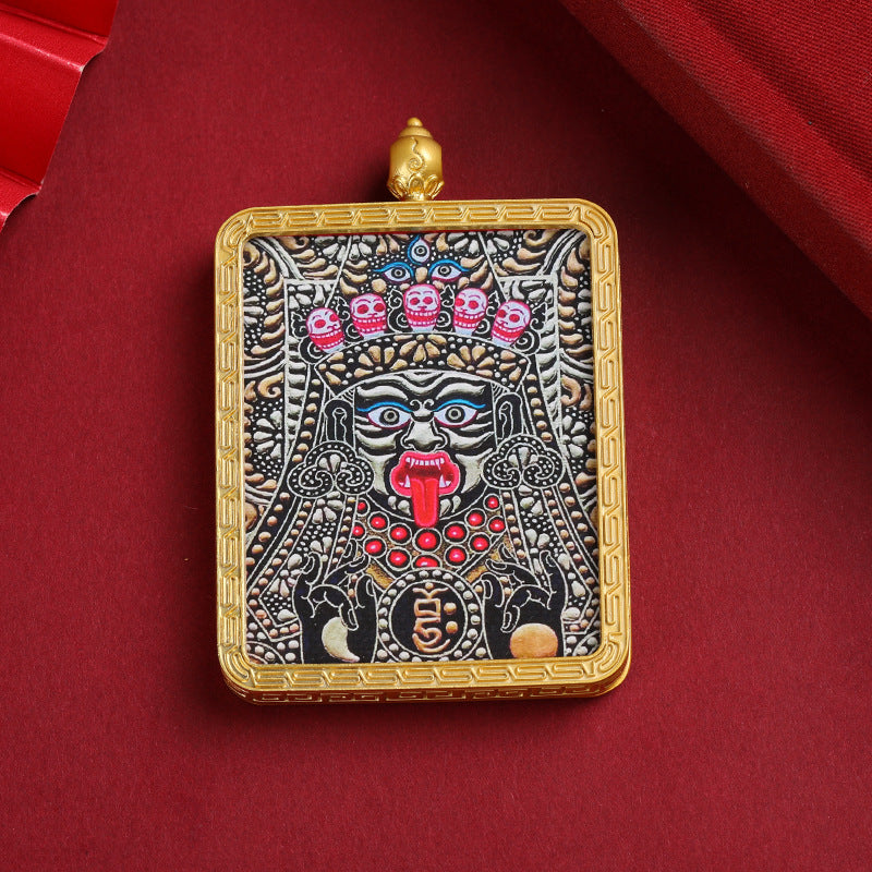 Master Green Tara Tibetan Square Gold Multiple Pendants