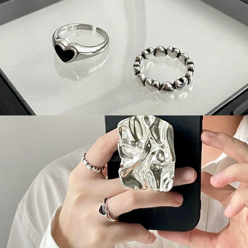 Irregular High-grade Moonstone Female Hollow Niche Design Rings