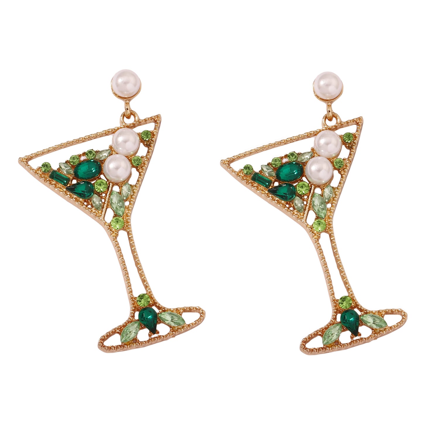 Series Pearl Inlaid Color Diamond Hollow Alloy Earrings